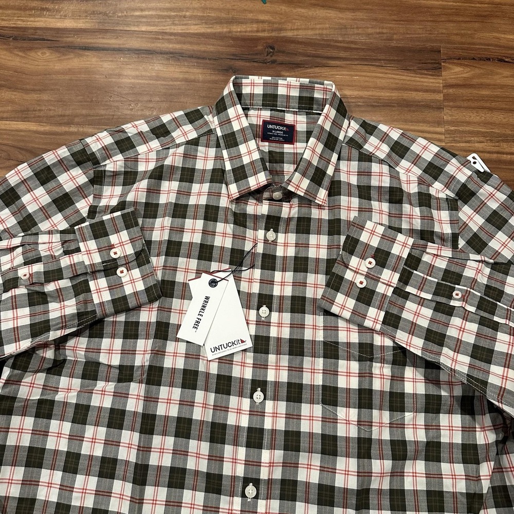 UNTUCKit Shirt Mens XL Multicolor Plaid Harwin Wrinkle Free Button Front Cotton - Picture 2 of 9
